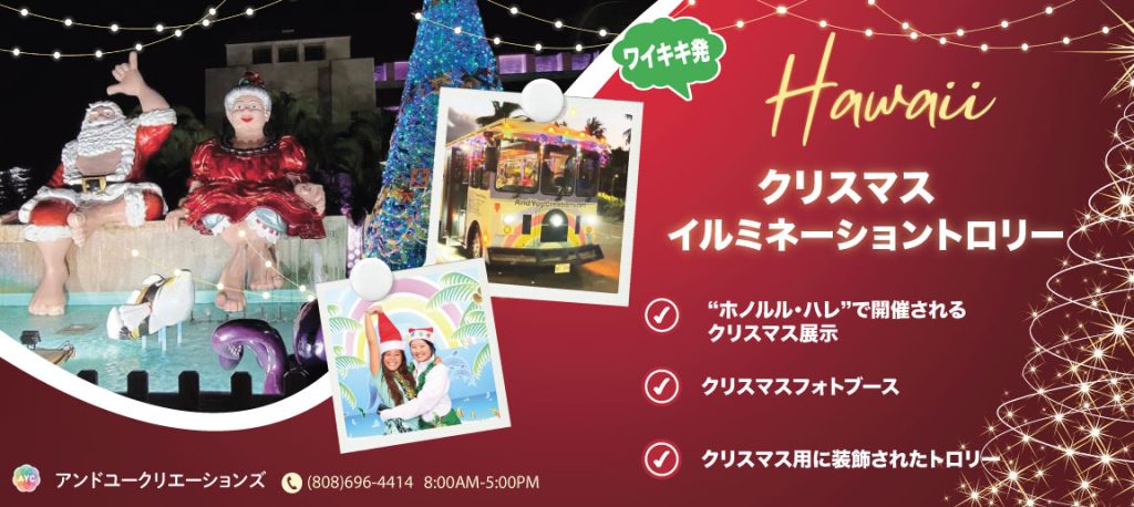 ワイキキ発 ハワイ クリスマス イルミネーション トロリーでホノルル・シティ・ライツへ